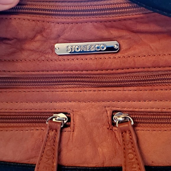 Leather stone and co.  2 color tone black and brown purse - Picture 2 of 4